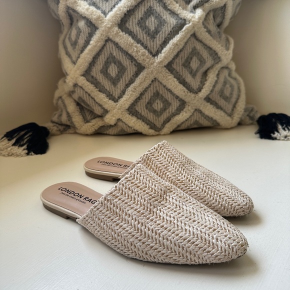 London Rag woven raffia mule slides ivory size 6.5 - Picture 2 of 6
